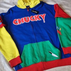 Chucky Horror Zip Hoodie Men S Women L Color Block Sweatshirt Hot Top OVERSIZED